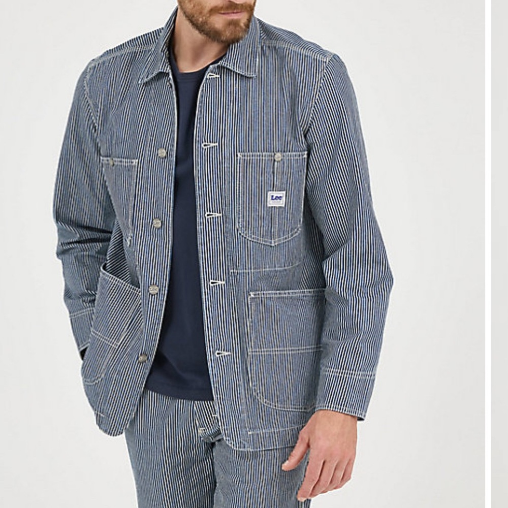 Lee Men's Navy Pinstripe Shirt Jacket